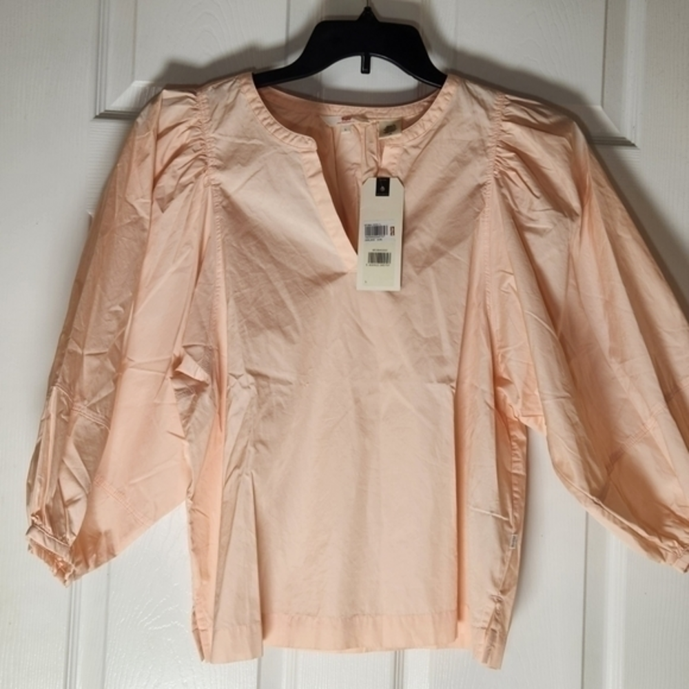 Levi's Jordyn NWT Peach Blush Pink Size Large Voluminous Bell Puff Sleeves Gift